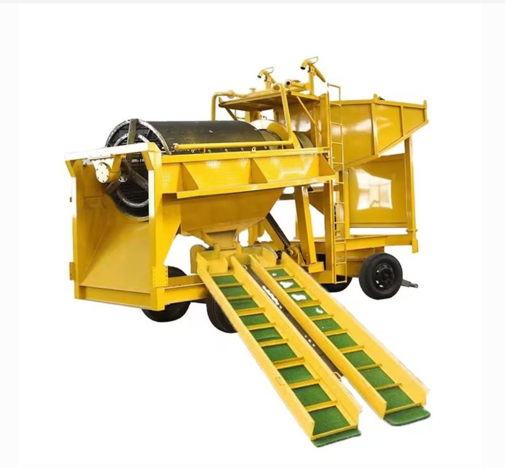 WSHT Large Gold Trommel Screen Alta Capacidade Mobile Alluvial Gold Washing Rotary Screening Mining Equipment