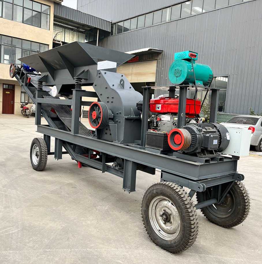 WSHT - Triturador Móvel de Martelo a Diesel, Máquina de Trituração de Pedra Portátil sem Eletricidade para Resíduos de Construção e Rocha de Minério