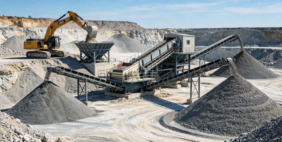 Processo de britagem e triagem de mineração – Solução completa de processamento de agregados e minério